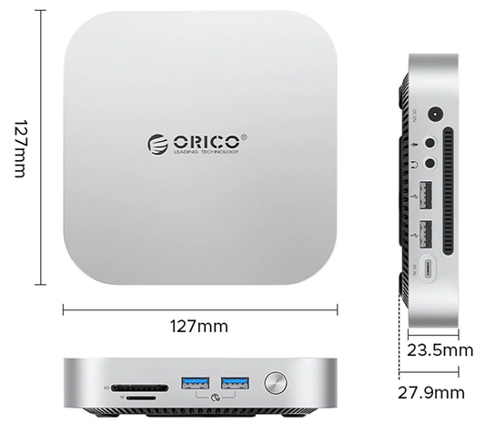 Orico MiniLink M49P Multifunktionelt Hub til Apple Mac Mini M4, 9i1, Sølv