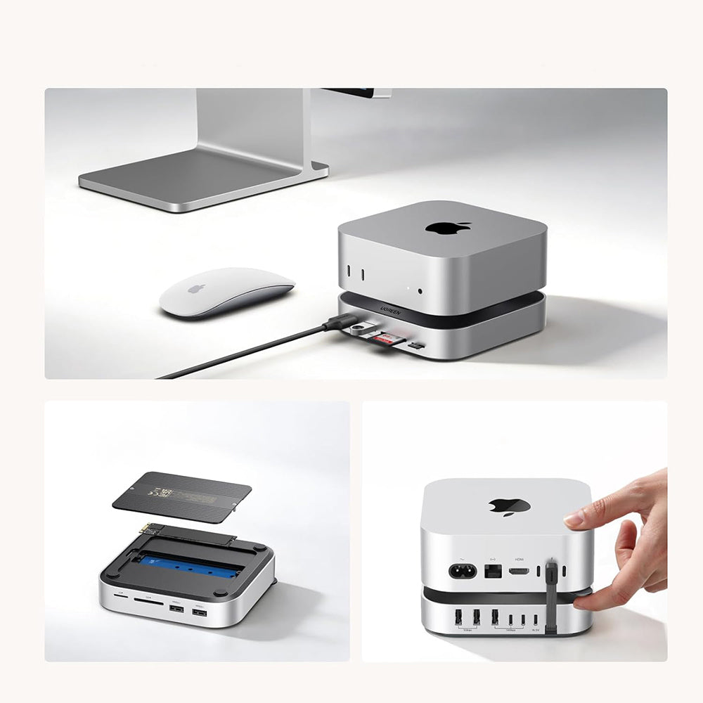 UGREEN CM841A Multifunktionelt Hub (95094) til Apple Mac Mini M4 / Mini M4 Pro, 10i1, Grå