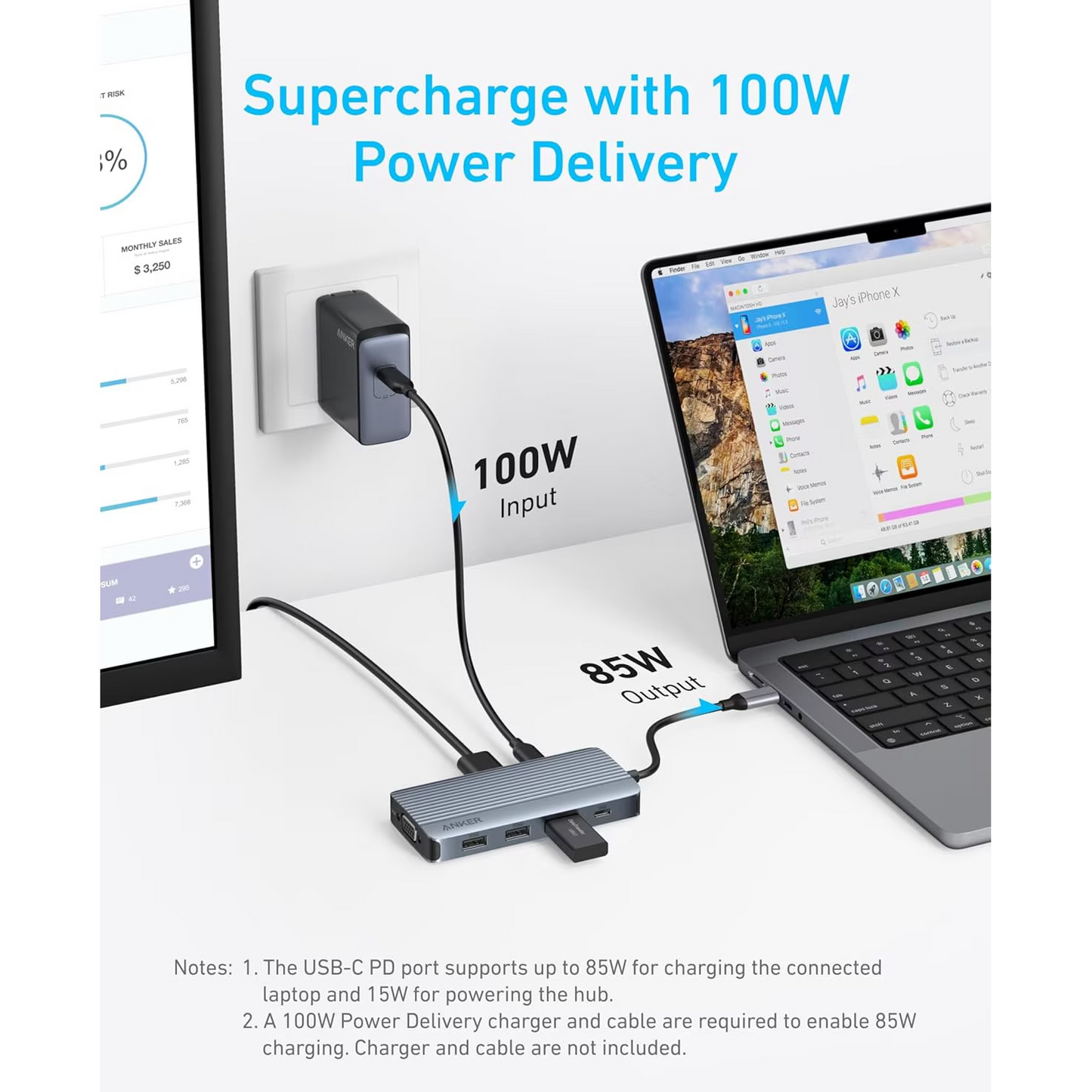 Hub USB-C Anker, 3 x USB-A 3.0 - 2 x USB-C - 2 x HDMI - 1 x VGA, Grå A83790A2