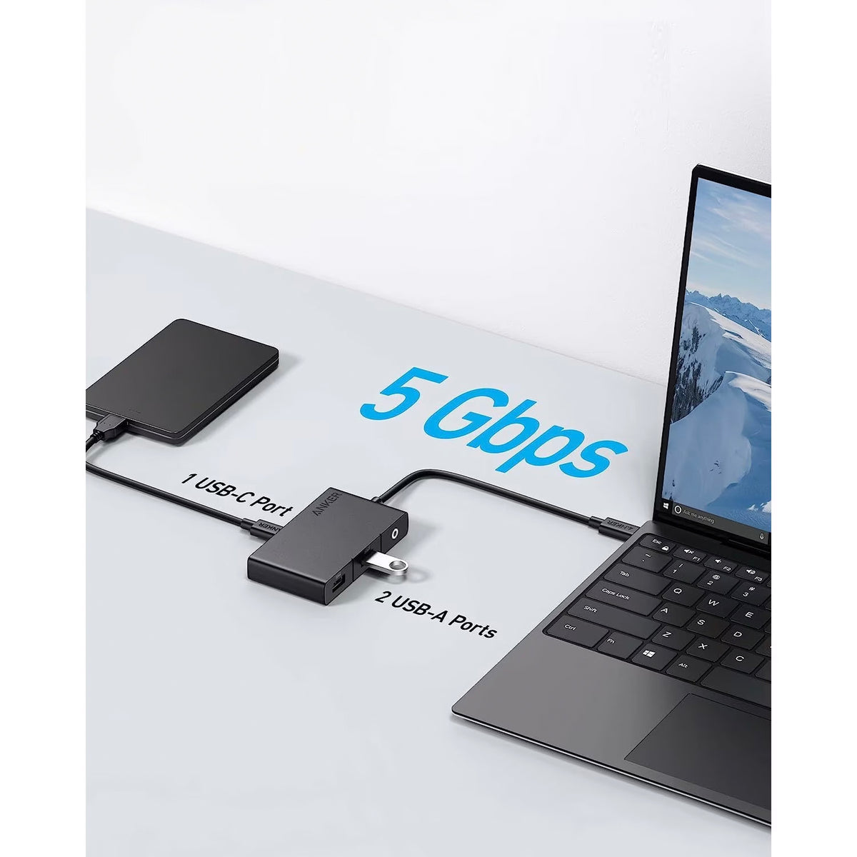 USB-C Hub Anker 332, 2 x USB-A - 2 x USB-C - 1 x HDMI, Sort A8356G11