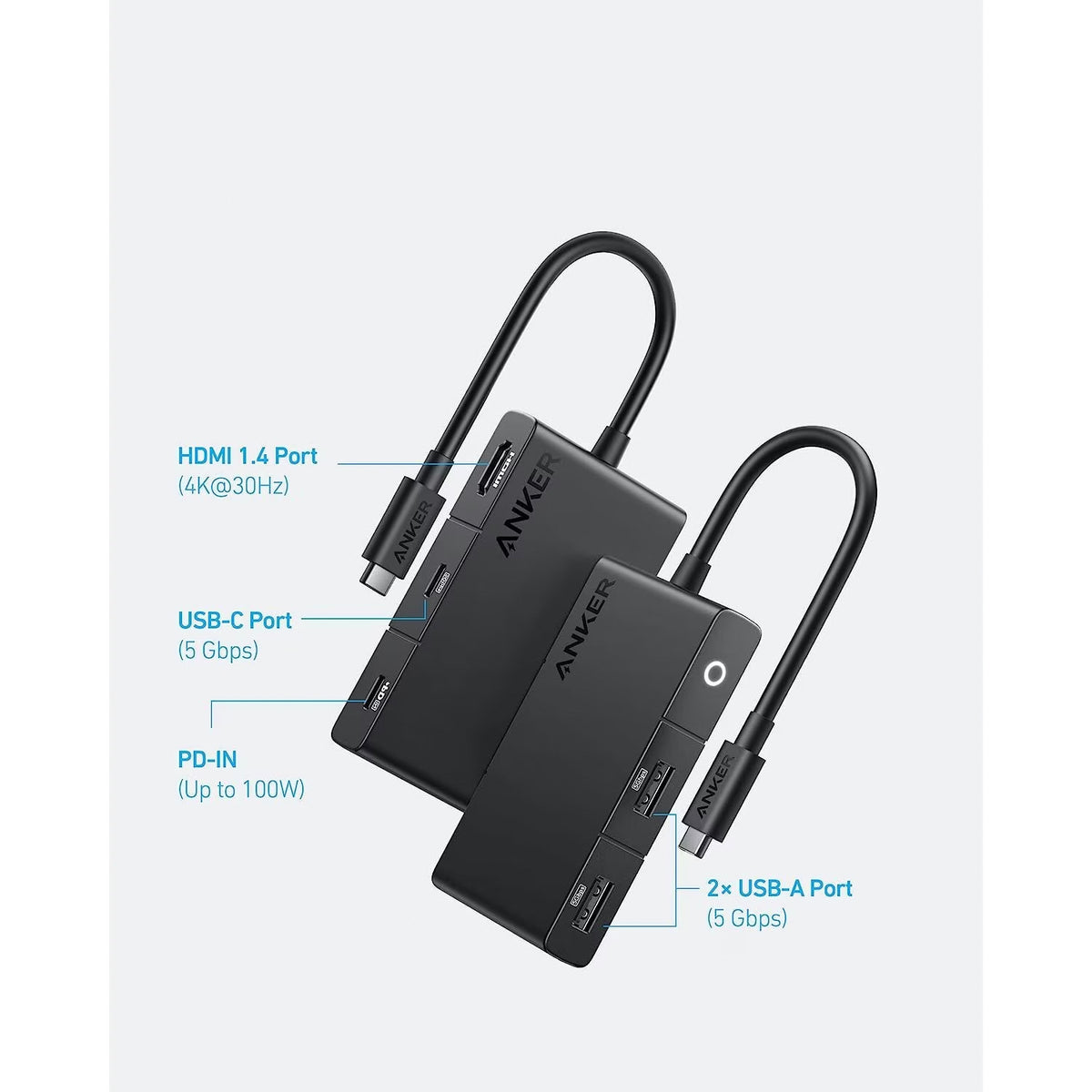 USB-C Hub Anker 332, 2 x USB-A - 2 x USB-C - 1 x HDMI, Sort A8356G11