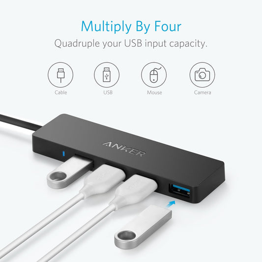 Anker USB-C Hub, 4 x USB-A 3.0, sort A8309G11