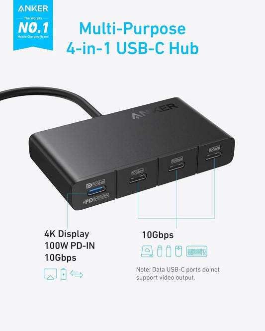 Anker USB-C Hub, 4 x USB-C, sort A8340GA1