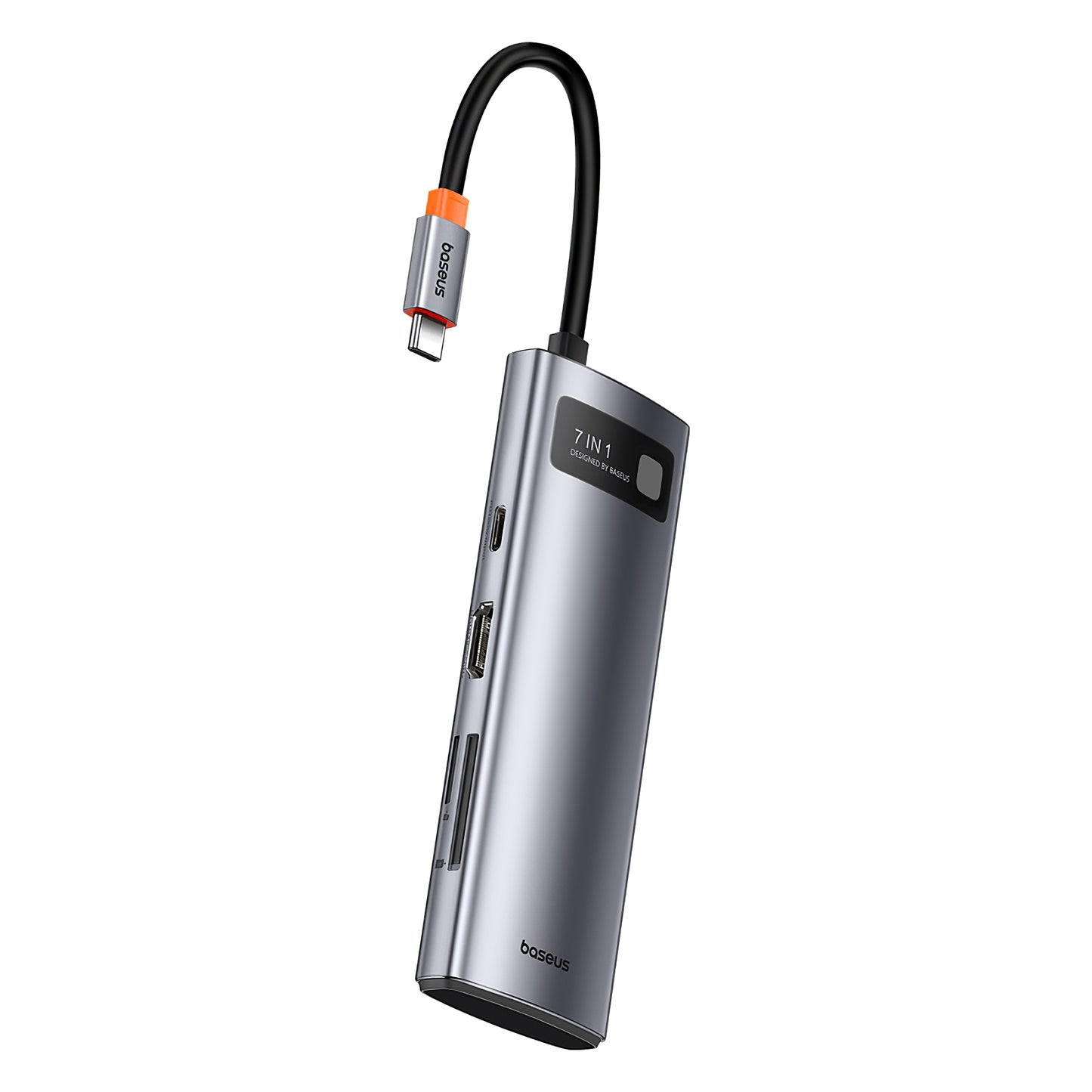 Baseus Joystar USB-C Hub, 3 x USB-A 3.0 - 1 x USB-C - 1 x HDMI - 1 x SD - 1 x microSD, Sølv B0003070881111-00
