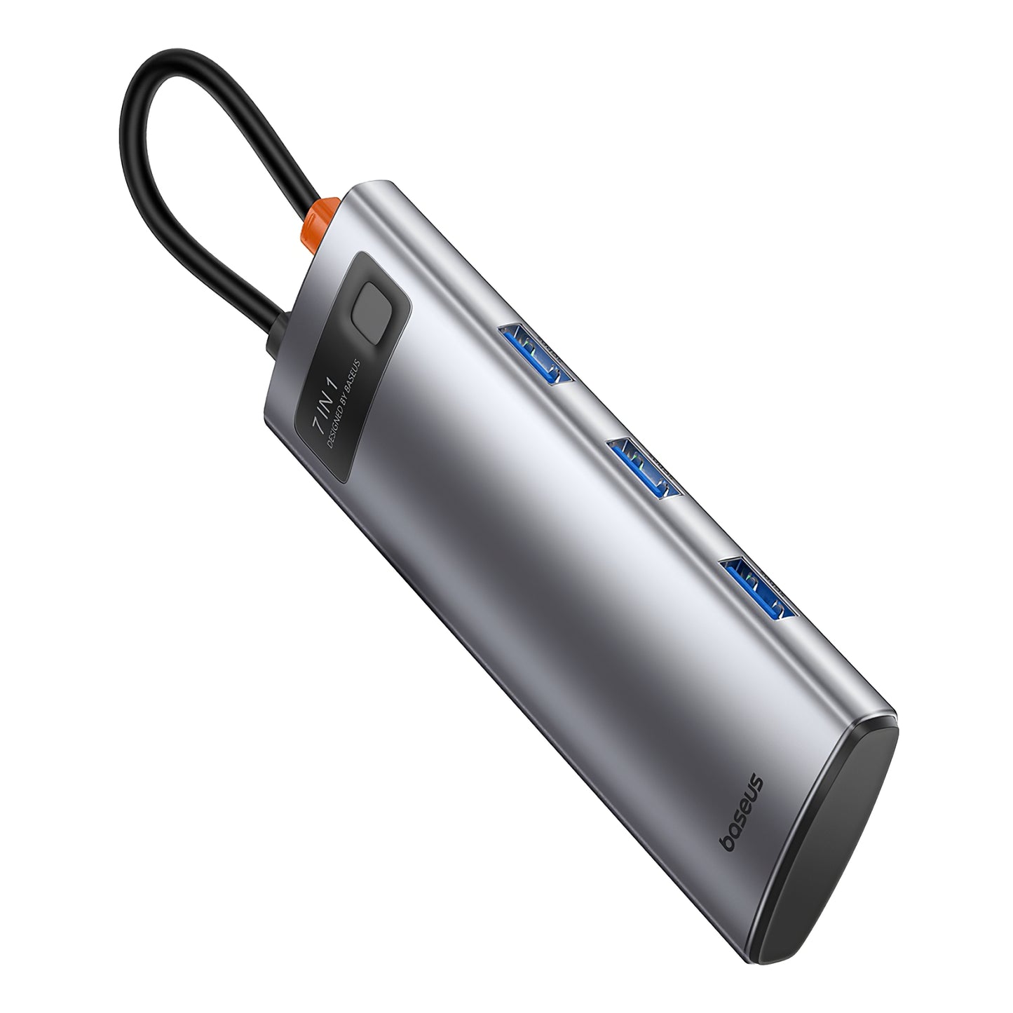 Baseus Joystar USB-C Hub, 3 x USB-A 3.0 - 1 x USB-C - 1 x HDMI - 1 x SD - 1 x microSD, Sølv B0003070881111-00