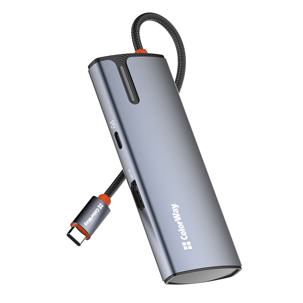 USB-C Hub ColorWay CW-HUB01, 5in1, Sølv