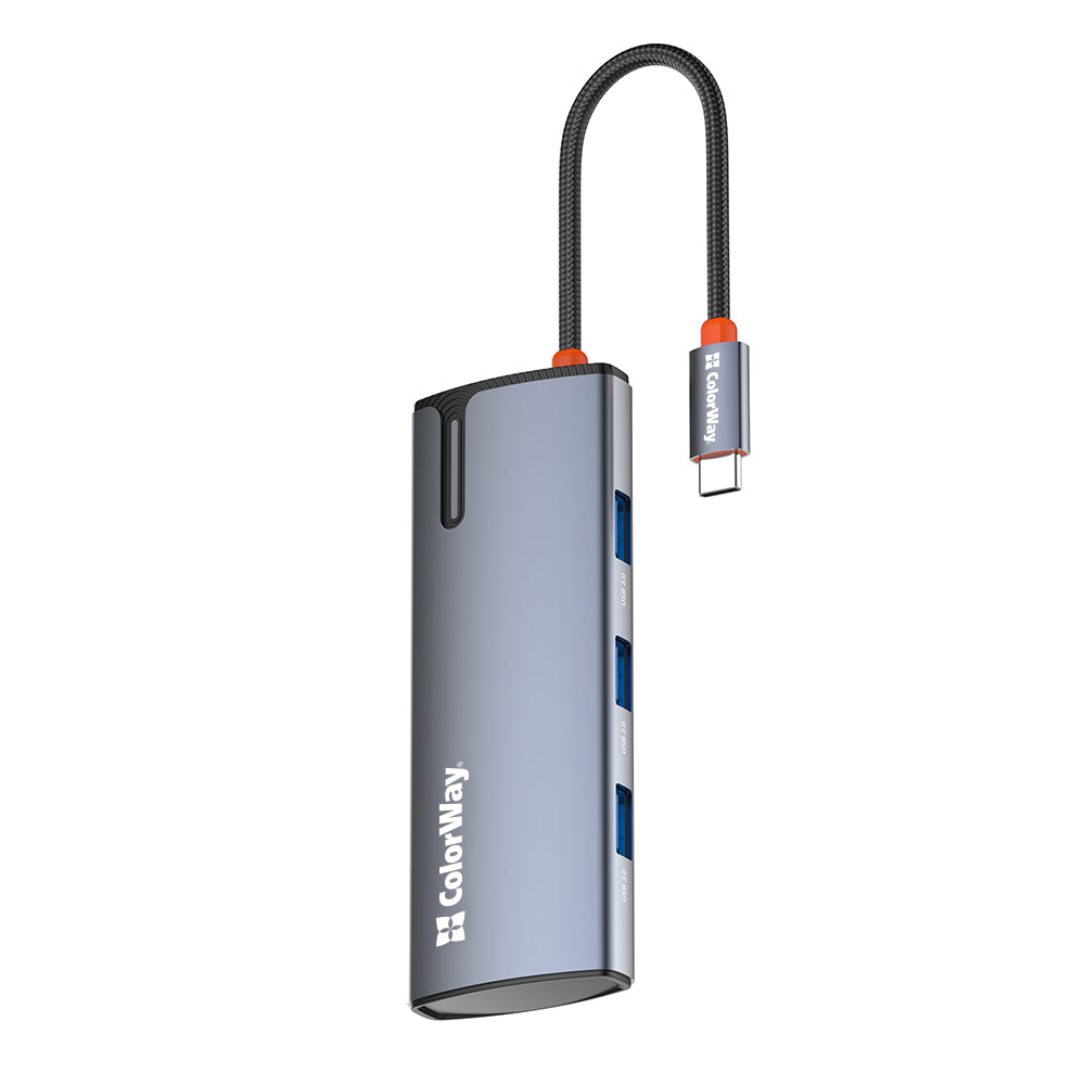 USB-C Hub ColorWay CW-HUB01, 5in1, Sølv