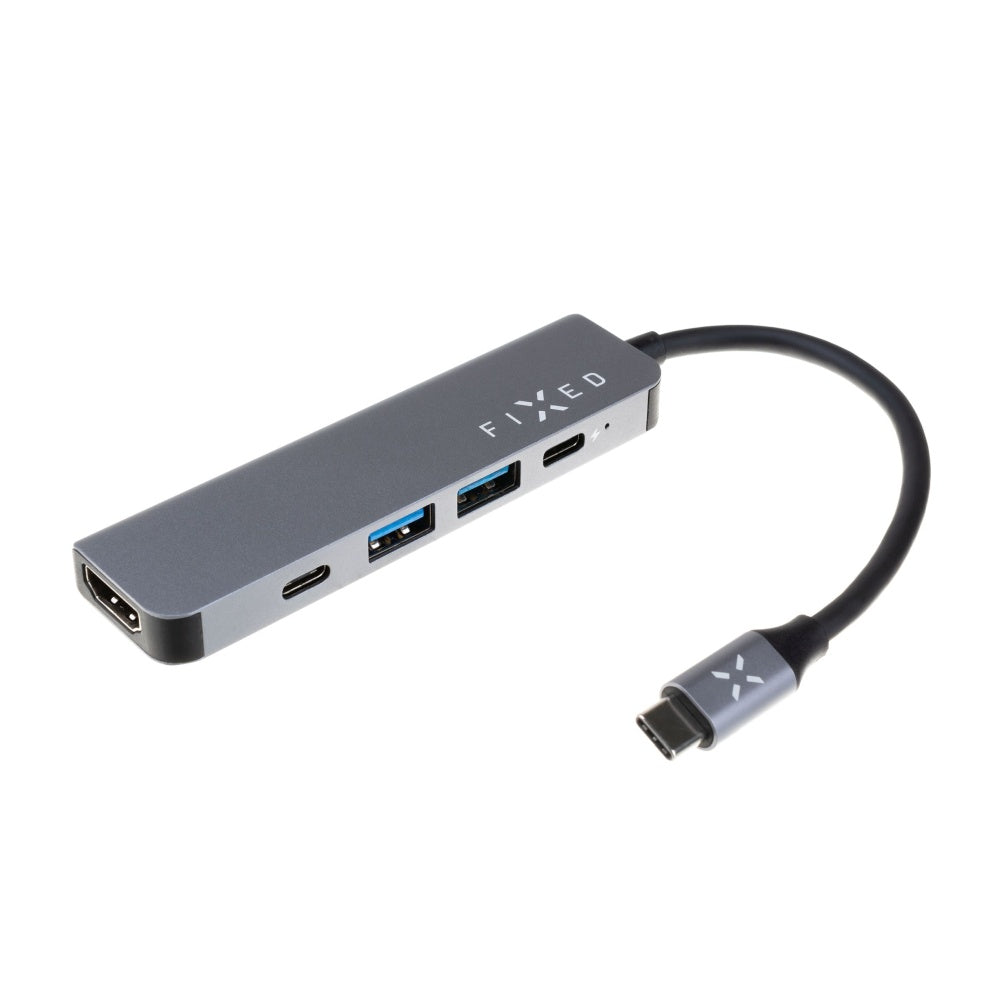 Hub USB-C Fixed, 4in1, Grå