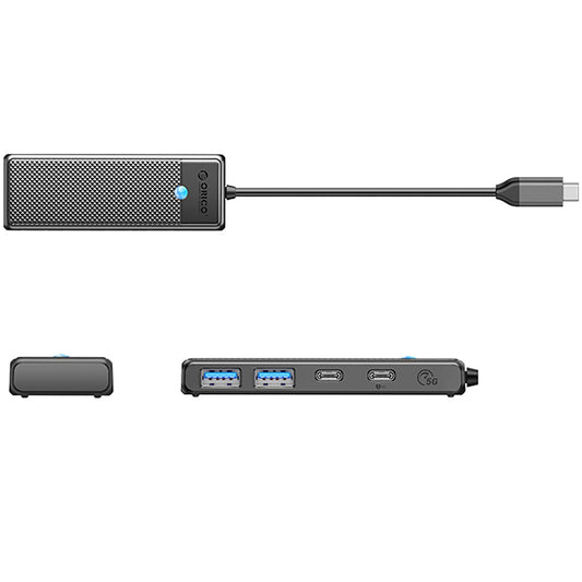 Hub USB-C Orico PAPW2AC-C3, 2 x USB-A 3.0 - 2 x USB-C, Sort