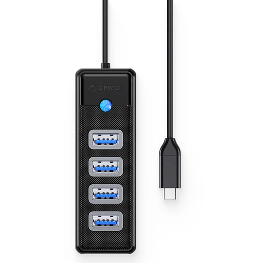 Hub USB-C Orico PW4U-C3, 4 x USB-A 3.0, Sort