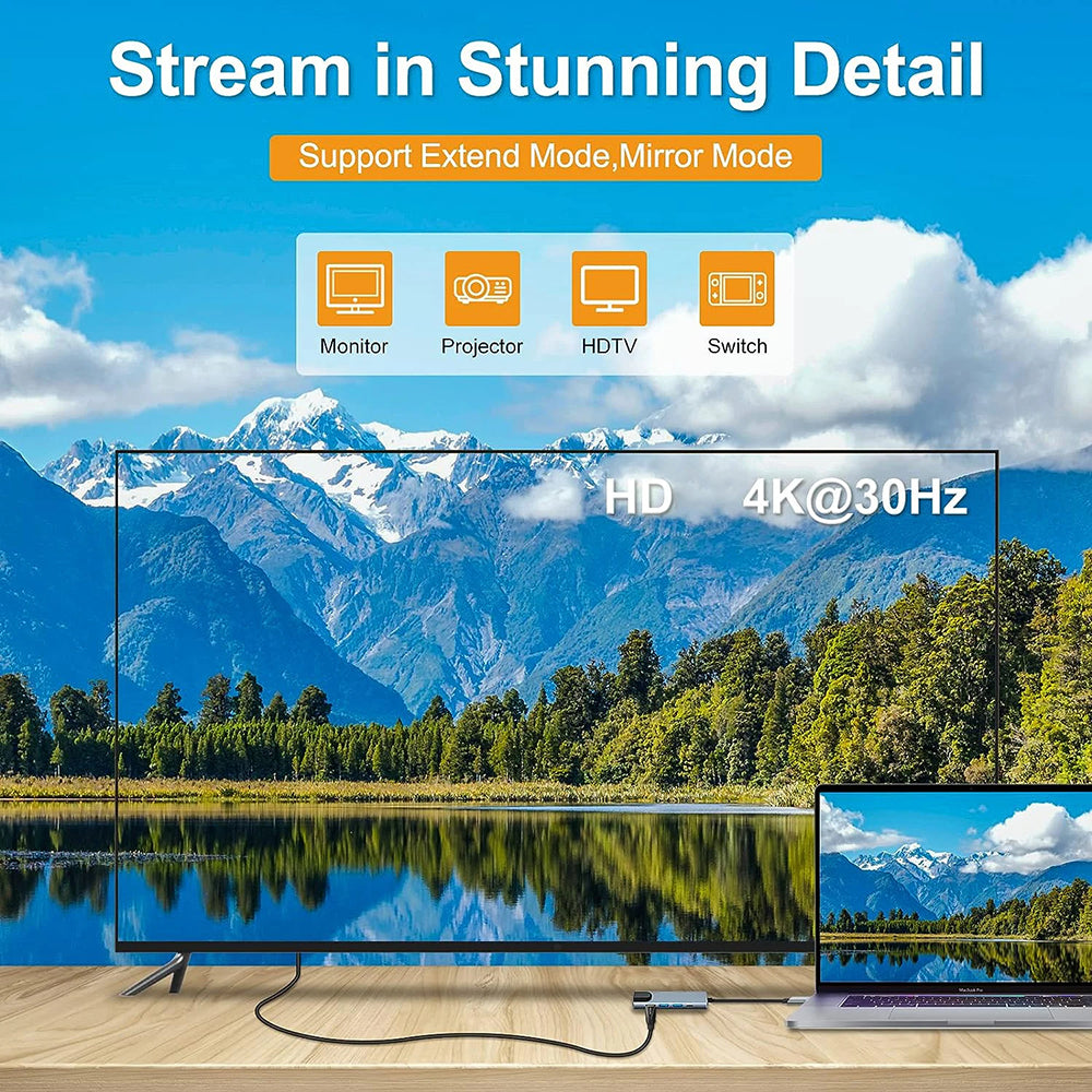 USB-C Hub Techsuit H1 NetBridge, 5in1, Grå