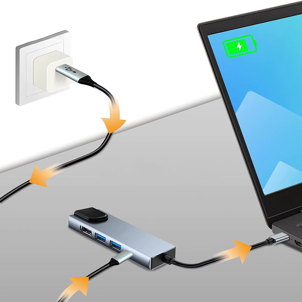USB-C Hub Techsuit H1 NetBridge, 5in1, Grå