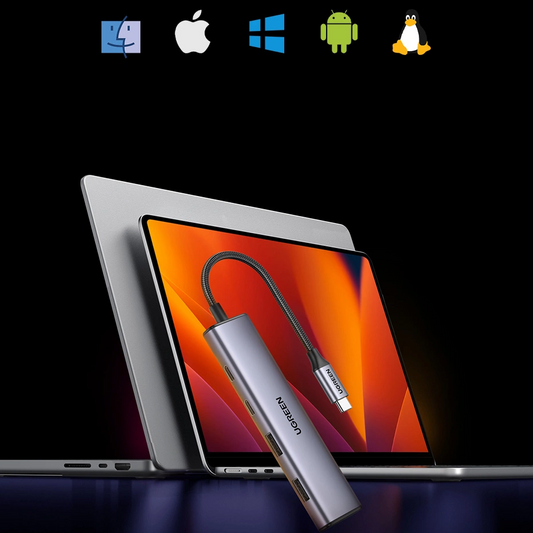 USB-C Hub UGREEN CM473, 2 x USB-A 3.0 - 2 x USB-C, 0,20 cm, Grå