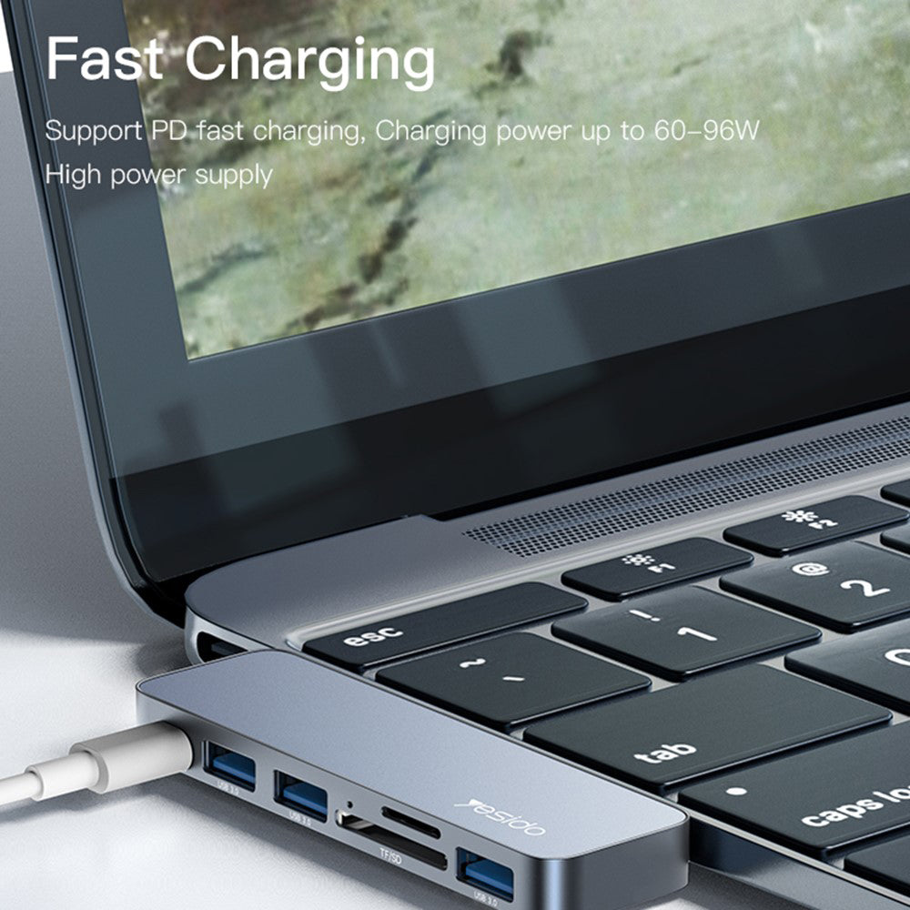 USB-C Hub Yesido HB10 til Apple MacBook Pro / Air Series, 6i1, Grå