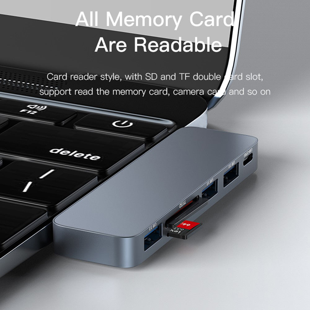 USB-C Hub Yesido HB10 til Apple MacBook Pro / Air Series, 6i1, Grå