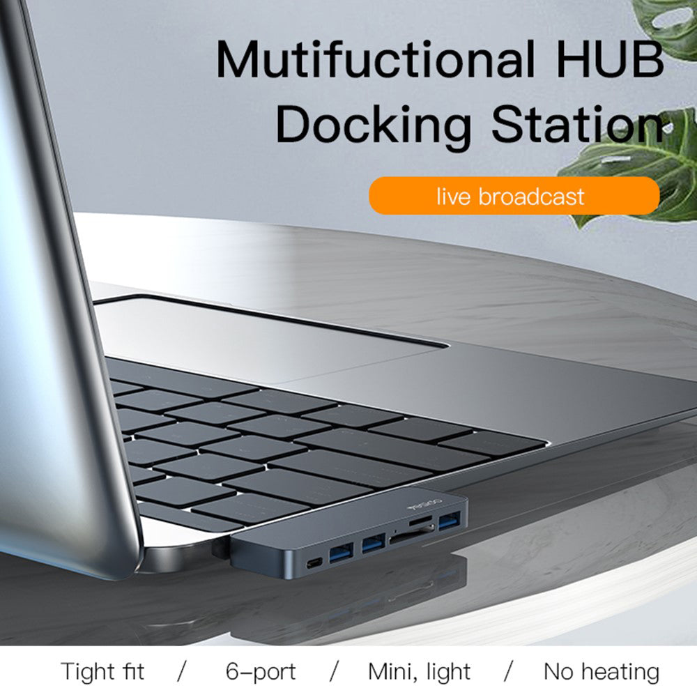 USB-C Hub Yesido HB10 til Apple MacBook Pro / Air Series, 6i1, Grå