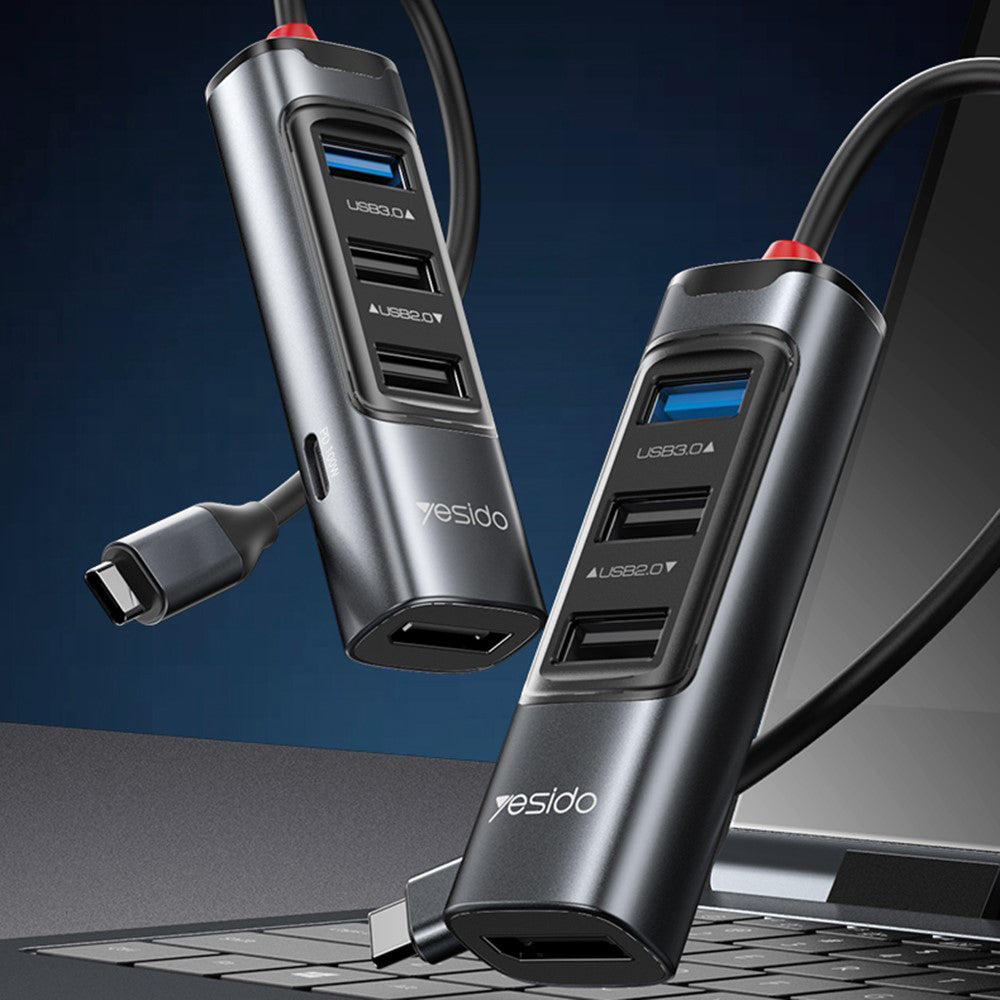USB-C Hub Yesido HB23, 5i1, Grå