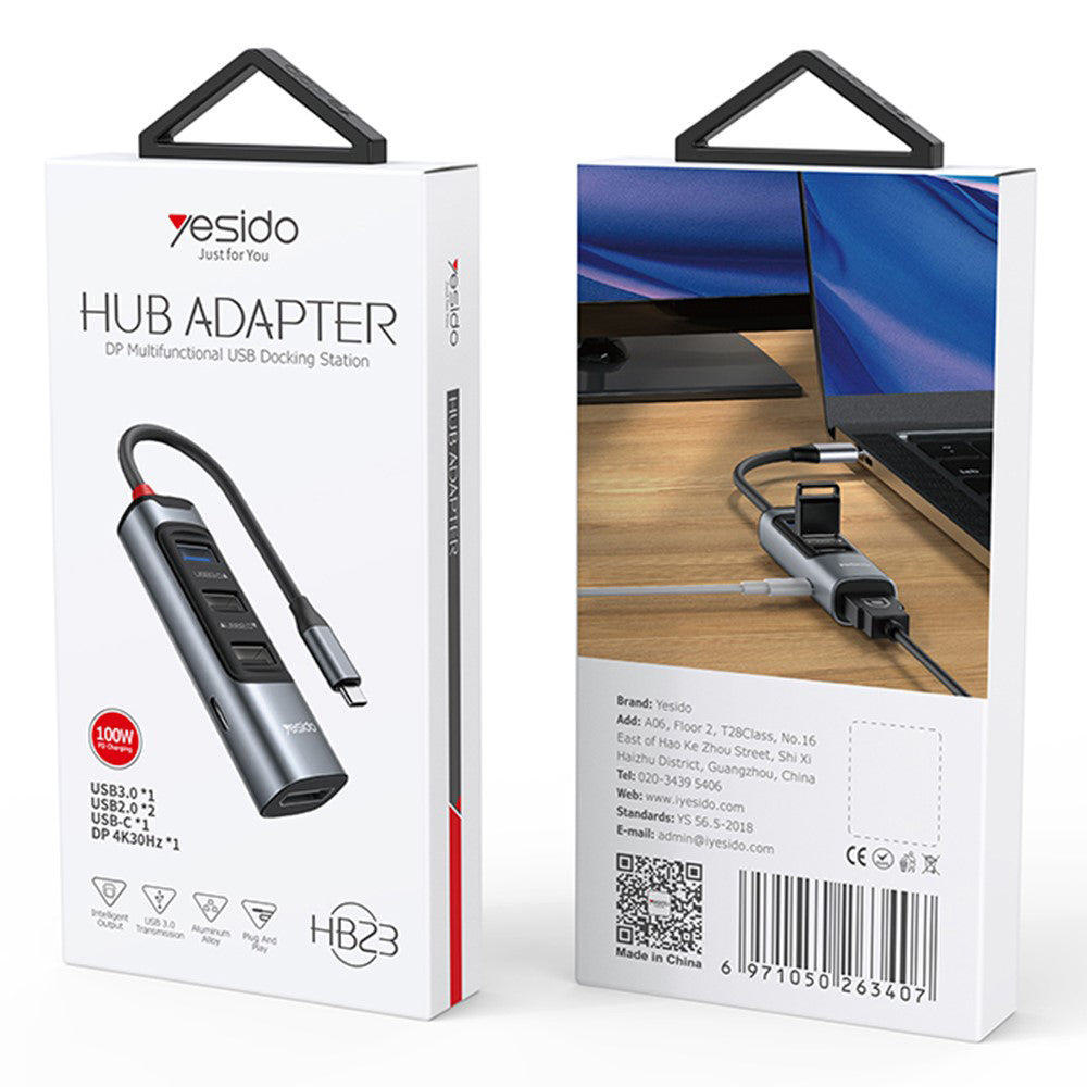 USB-C Hub Yesido HB23, 5i1, Grå
