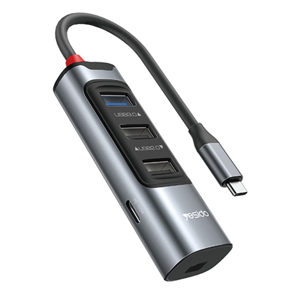 Hub USB-C Yesido HB24, 5in1, Grå