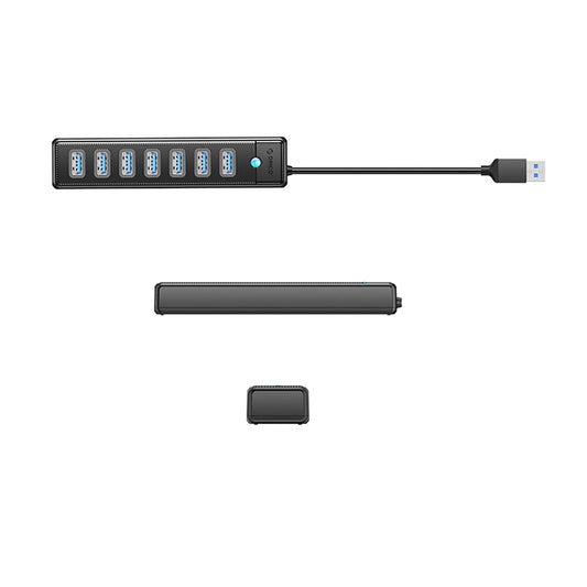 USB-hub Orico PW7U-U3, 7 x USB-A 3.0 - 1 x USB-C, Sort