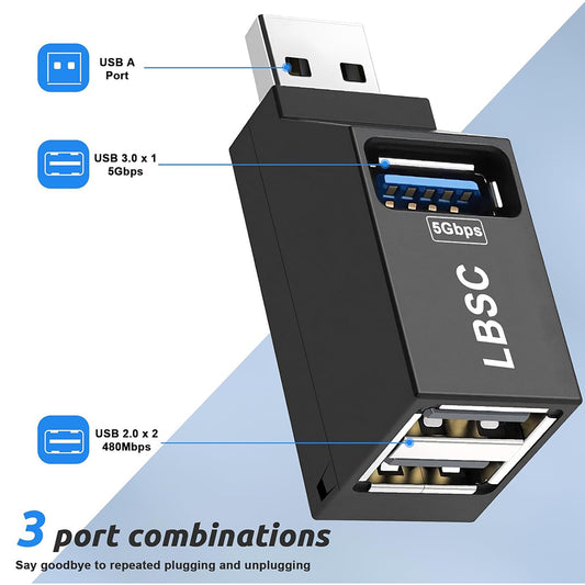 USB-hub Techsuit H11 EchoLink, 3-i-1, Sort