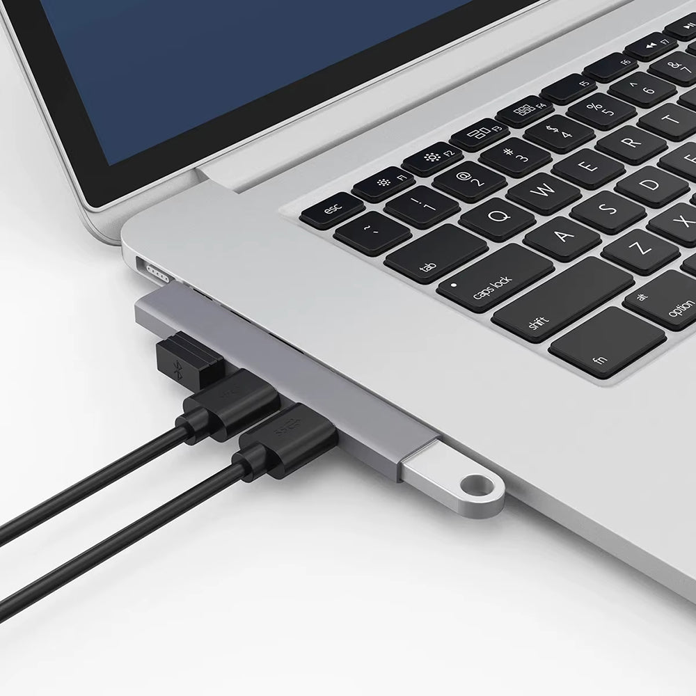 USB-hub Techsuit H14 ZenithDock, 4-i-1, Grå