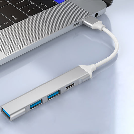 USB-hub Techsuit H19 PolarisBridge, 4-i-1, Grå Hvid