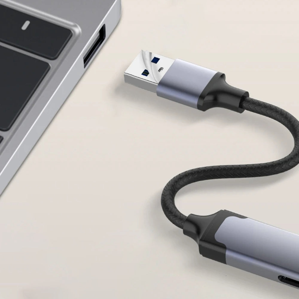 USB-hub Techsuit H19 PolarisBridge, 4-i-1, Grå Hvid