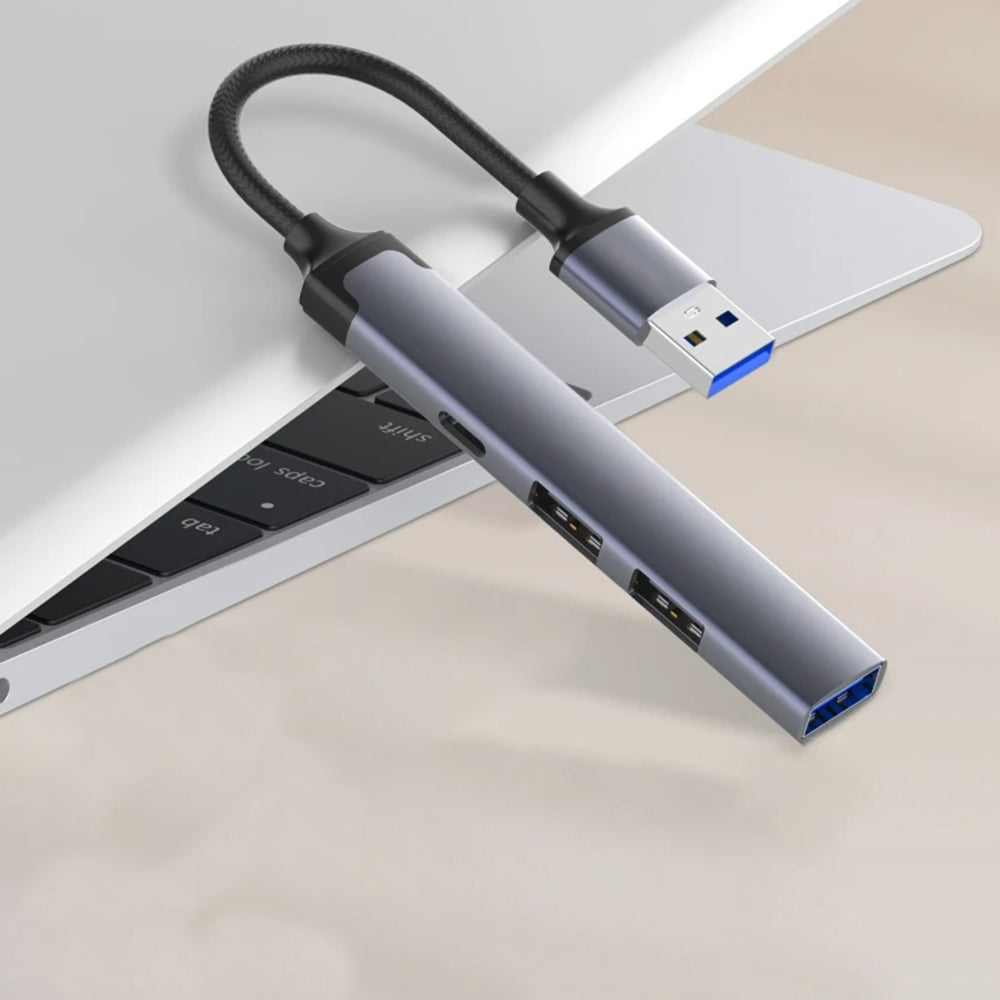 USB-hub Techsuit H19 PolarisBridge, 4-i-1, Grå Hvid