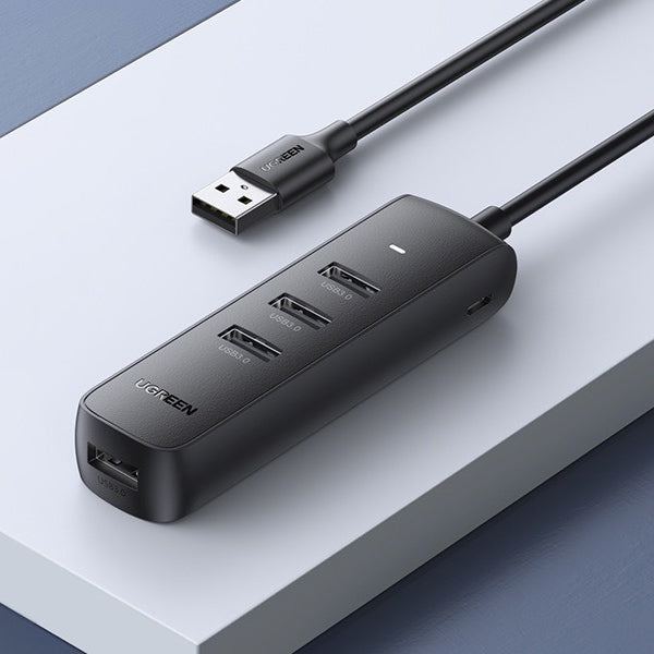 USB-hub UGREEN CM416, 4 x USB-A 3.0, 0,25 m, Sort