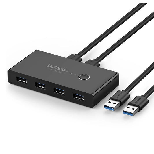 USB-hub UGREEN US216 Two Sharing Switch Box, 4 x USB-A 3.0, sort