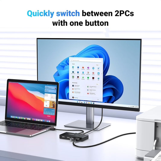 USB-hub UGREEN US216 Two Sharing Switch Box, 4 x USB-A, sort