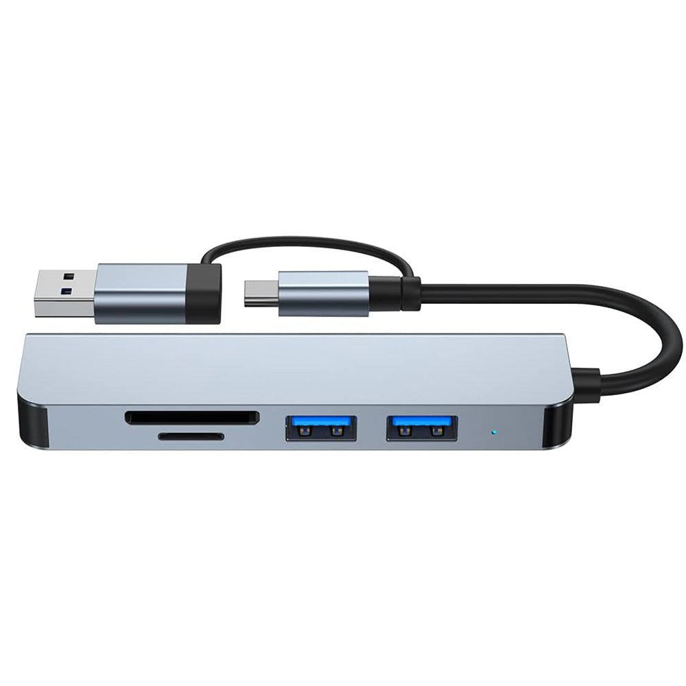 USB / USB-C Hub Techsuit H7 DataBridge, 5i1, Grå