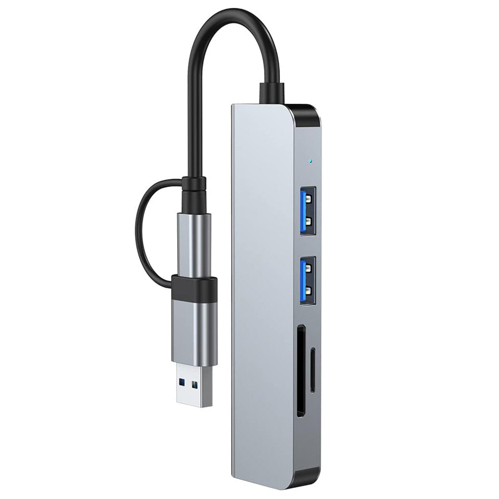 USB / USB-C Hub Techsuit H7 DataBridge, 5i1, Grå
