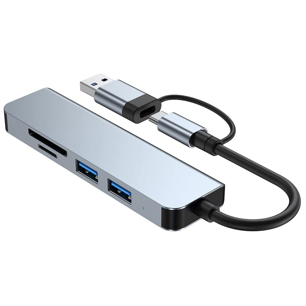 USB / USB-C Hub Techsuit H7 DataBridge, 5i1, Grå