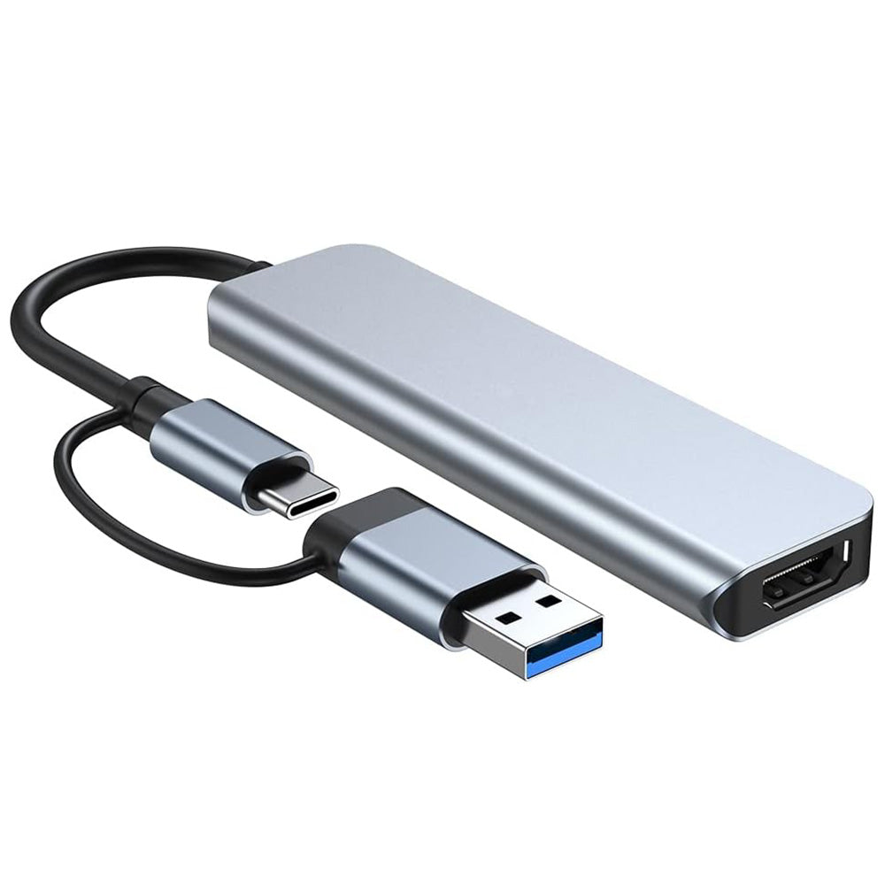 USB / USB-C Hub Techsuit H7 DataBridge, 5i1, Grå
