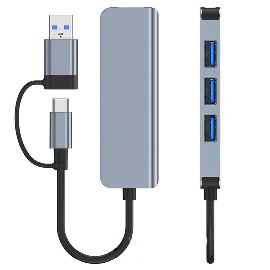 USB / USB-C Hub Techsuit H8 DataBridge, 4in1, Grå