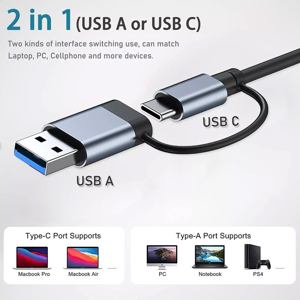 USB / USB-C Hub Techsuit H8 DataBridge, 4in1, Grå