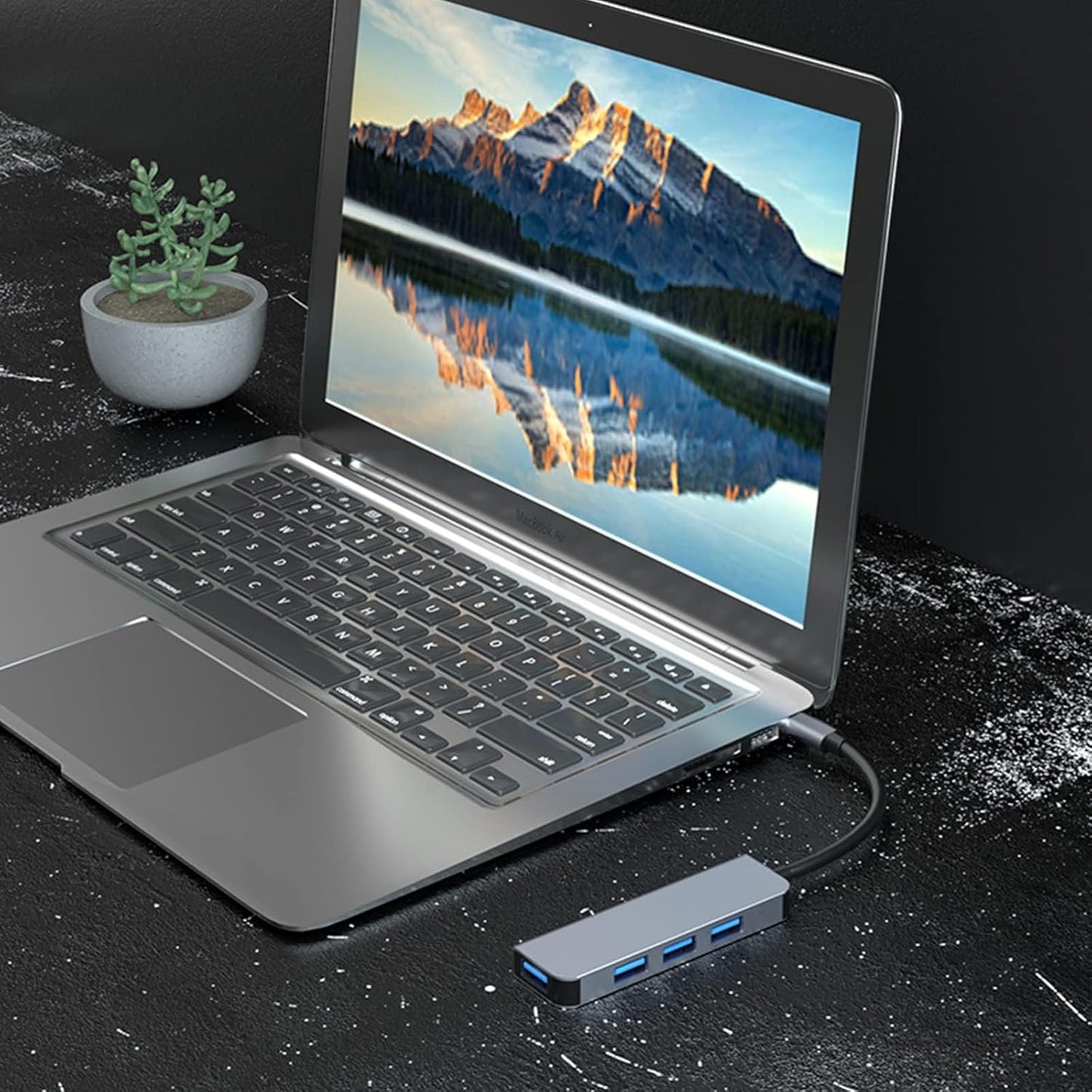 USB / USB-C Hub Techsuit H8 DataBridge, 4in1, Grå