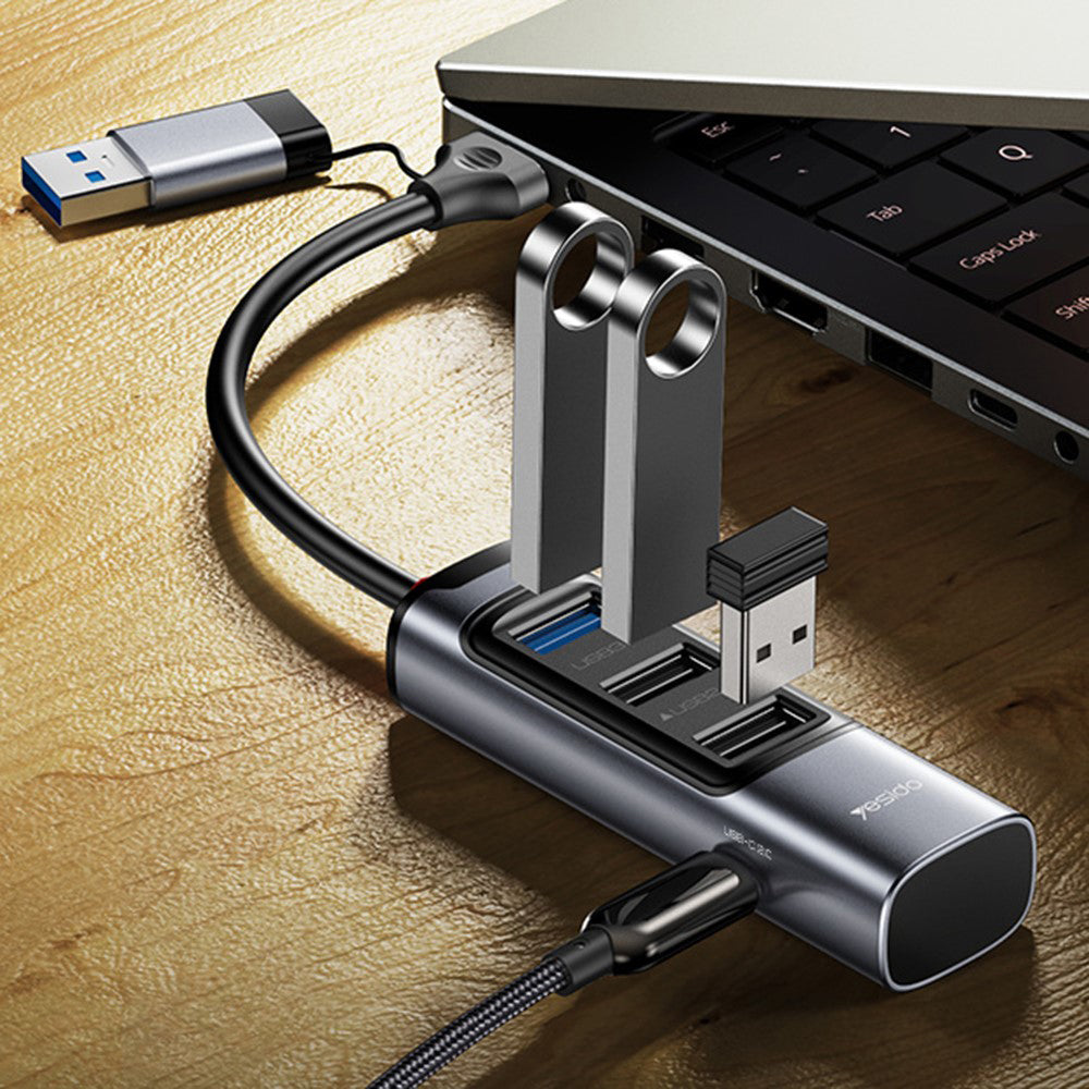 USB / USB-C hub Yesido HB19, 4i1, Grå