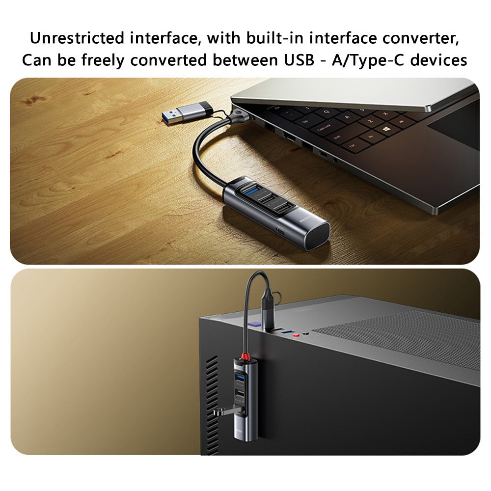 USB / USB-C hub Yesido HB19, 4i1, Grå