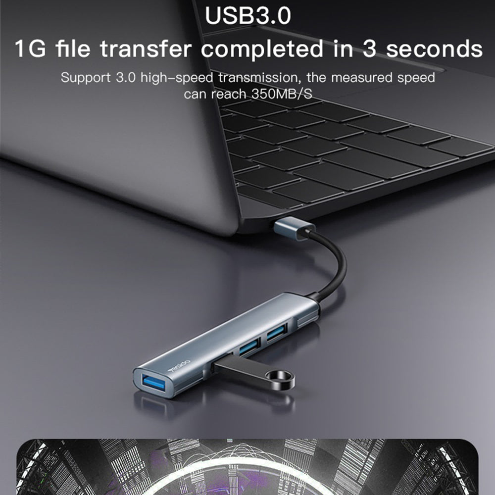 USB-hub Yesido HB18, 4-i-1, Grå