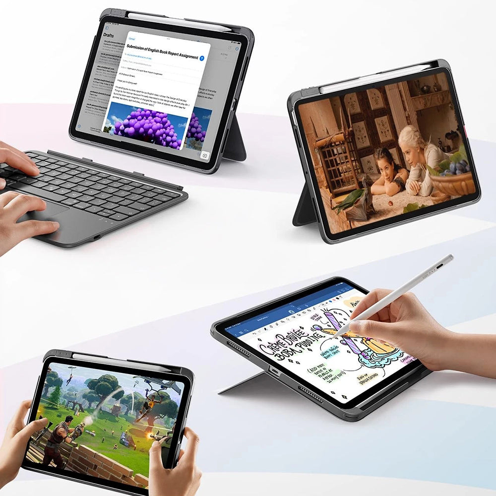 Tastaturcover til Apple iPad (2025) / (2022), ESR, Flex, Grå