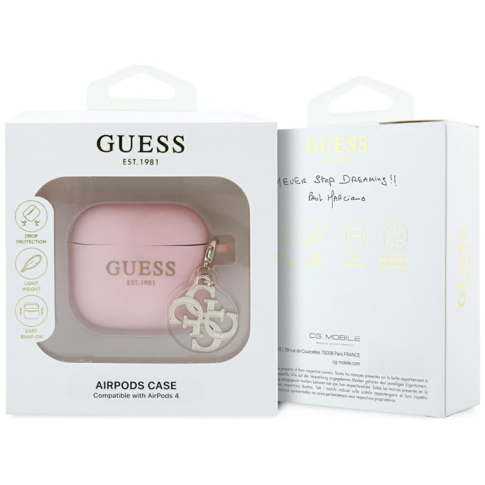 Guess W/4G Charm etui til Apple AirPods 4, Pink