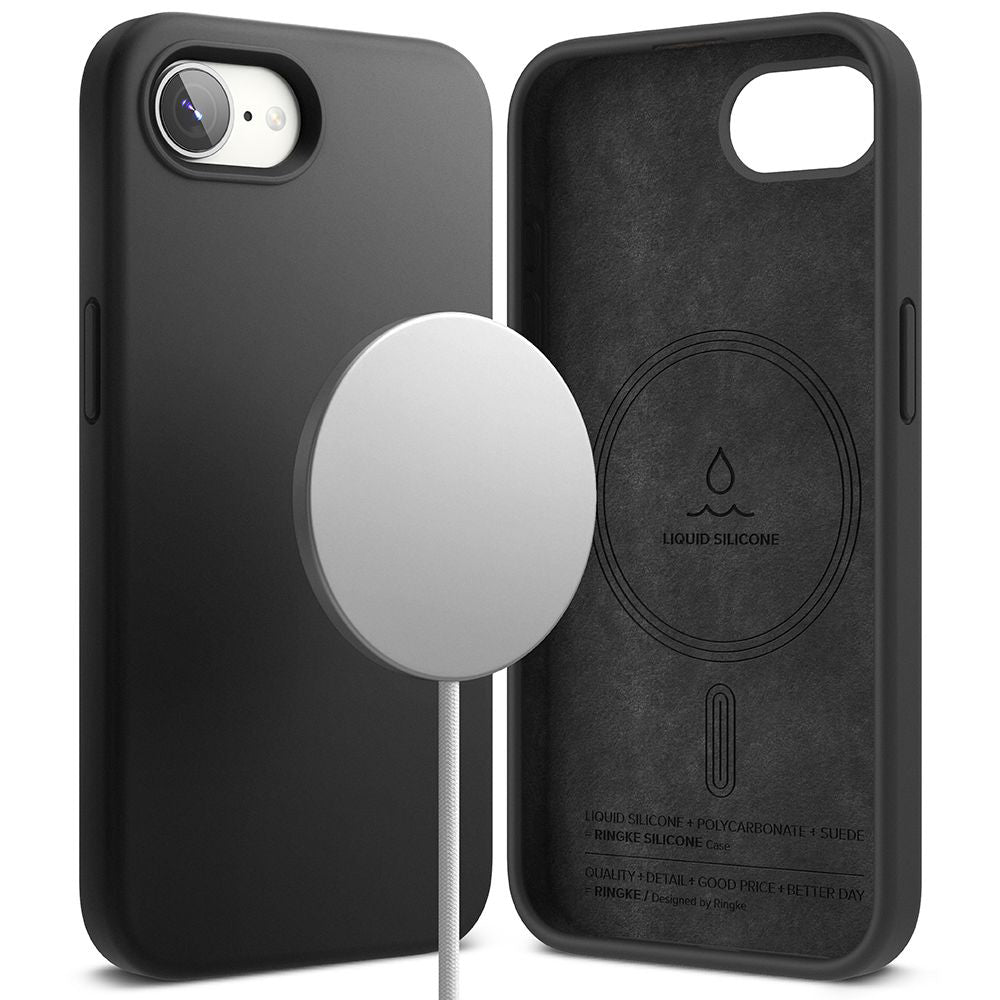 MagSafe cover til Apple iPhone 16e, Ringke, Silikone Magnetisk, Sort