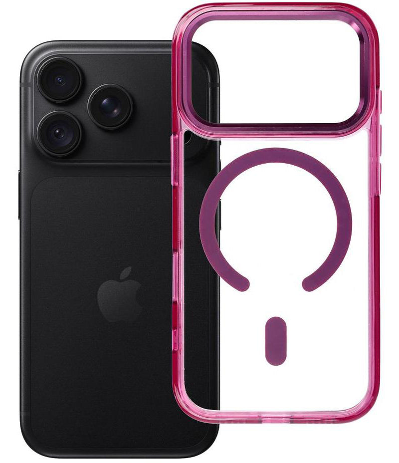 MagSafe-cover til Apple iPhone 18 Pro / iPhone 17 Pro, OEM, Frame Clear Hybrid, vinrød