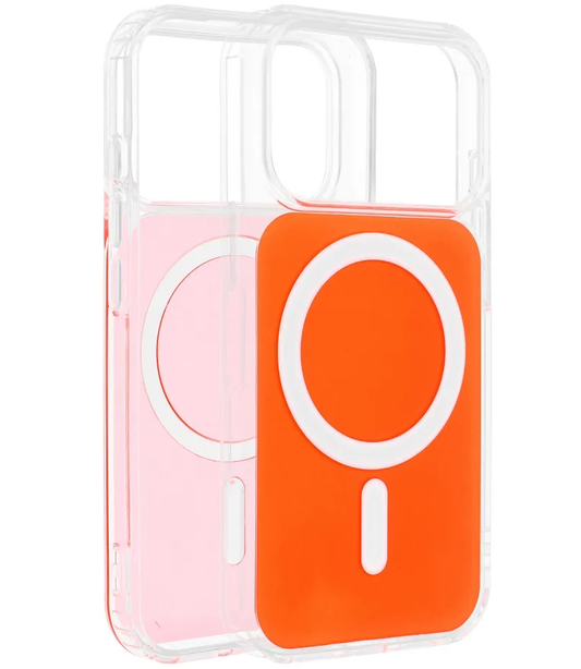 MagSafe-etui til Apple iPhone 17e / 16e, OEM, Clear Fusion Mag Cover, Orange