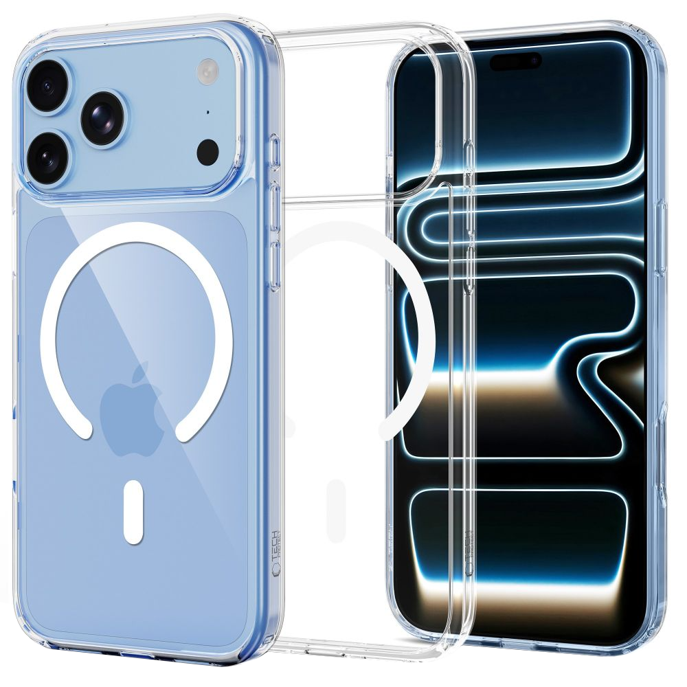 MagSafe-etui til Apple iPhone 18 Pro / 17 Pro, Tech-Protect, Flexair Hybrid med skærmbeskytter, gennemsigtig