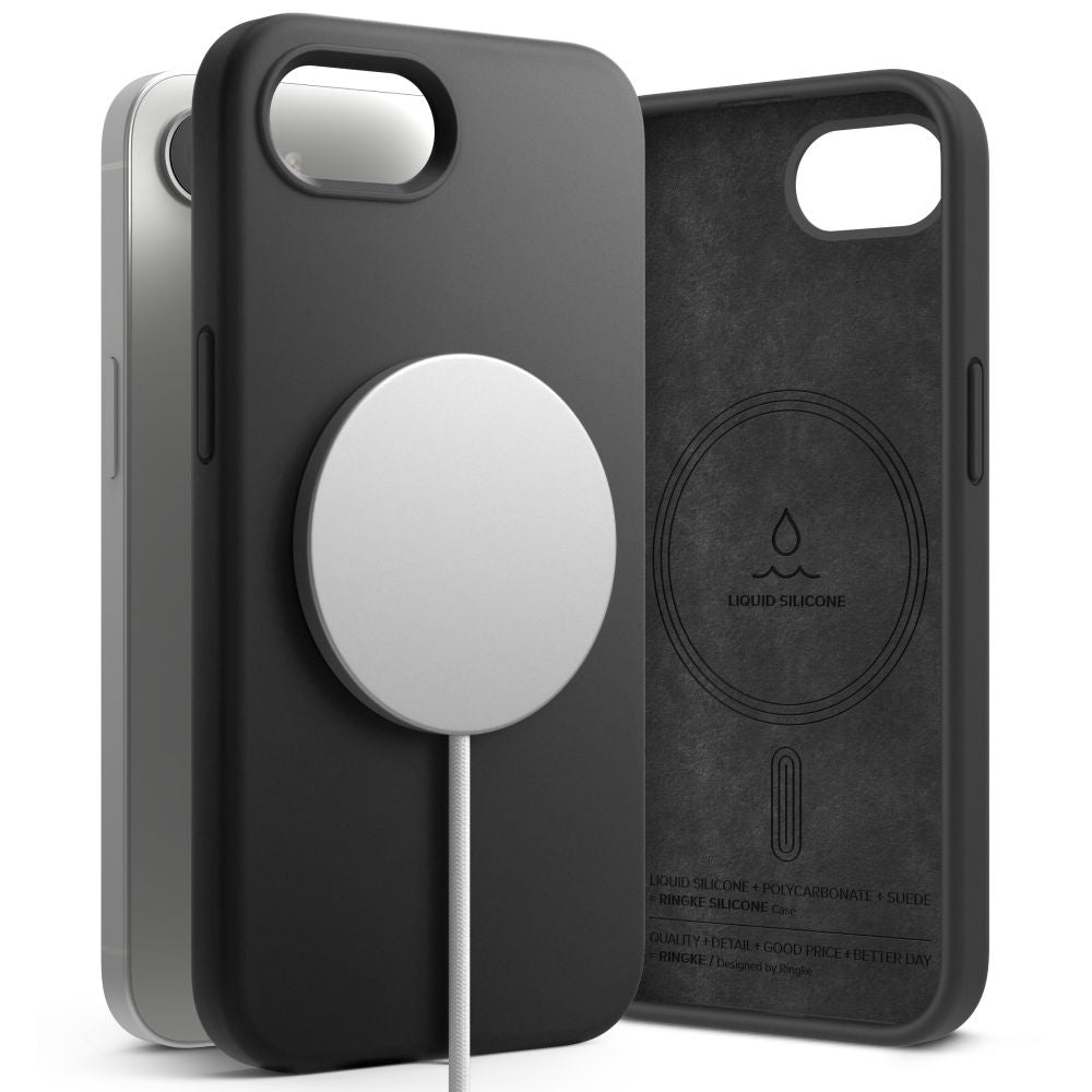 MagSafe cover til Apple iPhone 16e, Ringke, Silikone Magnetisk, Sort