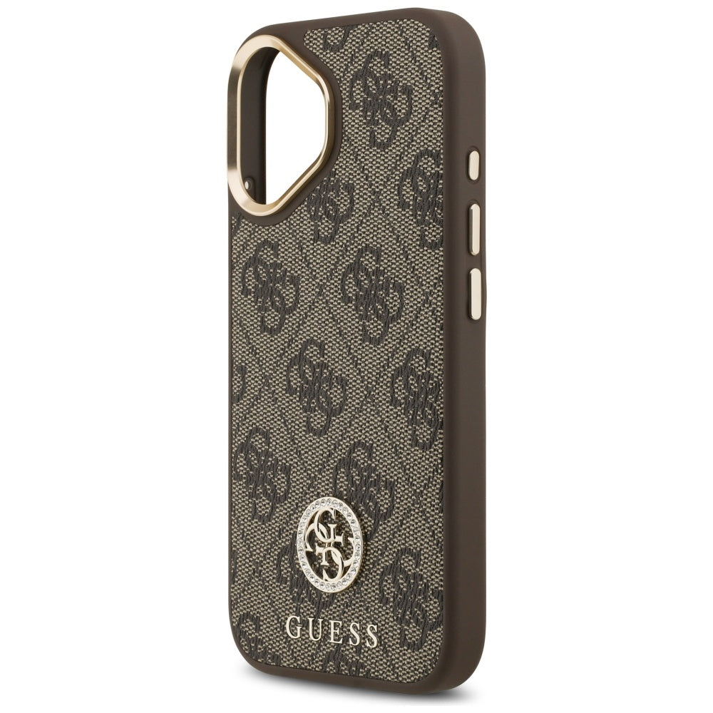 MagSafe cover til Apple iPhone 17, Guess, 4G Strass Logo med stor rem, Brun, Genforseglet